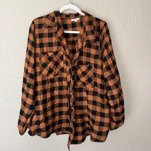 Maurice’s - Orange and black plaid long sleeve